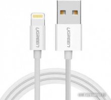 Дата-кабель UGREEN US155-20728, USB-A 2.0 Lightning, MFI, 2,4A, 1m, белый