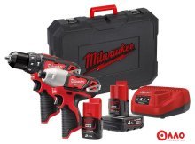 Наборы электроинструментов Milwaukee M12 M12BPP2B-421C 4933443497 (шуруповерт, винтоверт, 2 АКБ, кейс)