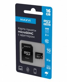 Карта памяти Maxvi microSDНС 16GB class 10 (MSD16GBC10V10)