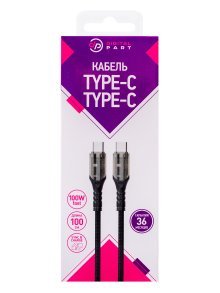 Дата-кабель Digitalpart TC-350T USB-C-USB-C (100W), черный