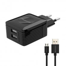 СЗУ Atomic U500 2USB с кабелем micro-USB 2.1A, черный