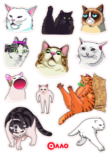 Набор стикеров Коты-мемы