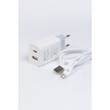 СЗУ Digitalpart WC-321 2.4A с кабелем MicroUSB, белое