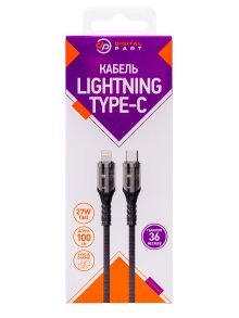 Дата-кабель Digitalpart LC-350T USB Type-C-Lightning (27W), черный