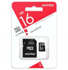 Карта памяти Smart Buy microSDHC (Class 10) 16Гб с адаптером (SB16GBSDCL10-01)