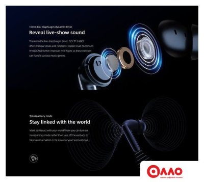 Наушники QCY T13 ANC 2 (темно-синий)