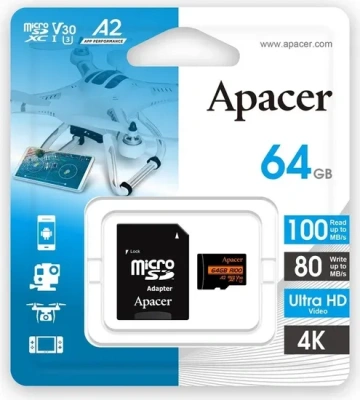 Карта памяти Apacer microSDXC 64GB (AP64GMCSX10U8-R)