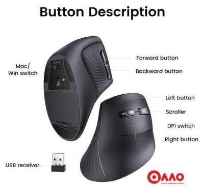 Вертикальная мышь Ugreen MU008 25444 (черный) Вертикальная мышь Ugreen MU008 25444 (черный)