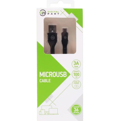 Дата-кабель Digitalpart MC-303 micro-USB (3А), черный
