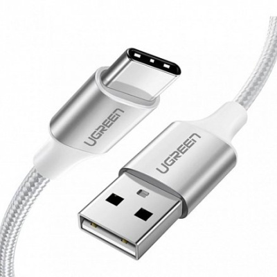 Дата-кабель UGREEN US288-60133, USB-A 2.0 Type C, 2,4A, 2m, белый
