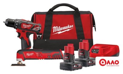 Наборы электроинструментов Milwaukee М12 ВPP2D-402B 4933441250 (шуруповерт, реноватор, 2 АКБ, сумка)